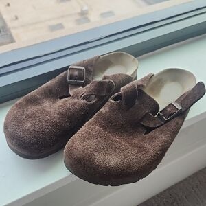 Birkenstock Boston Dark Brown Suede Sz 8/39